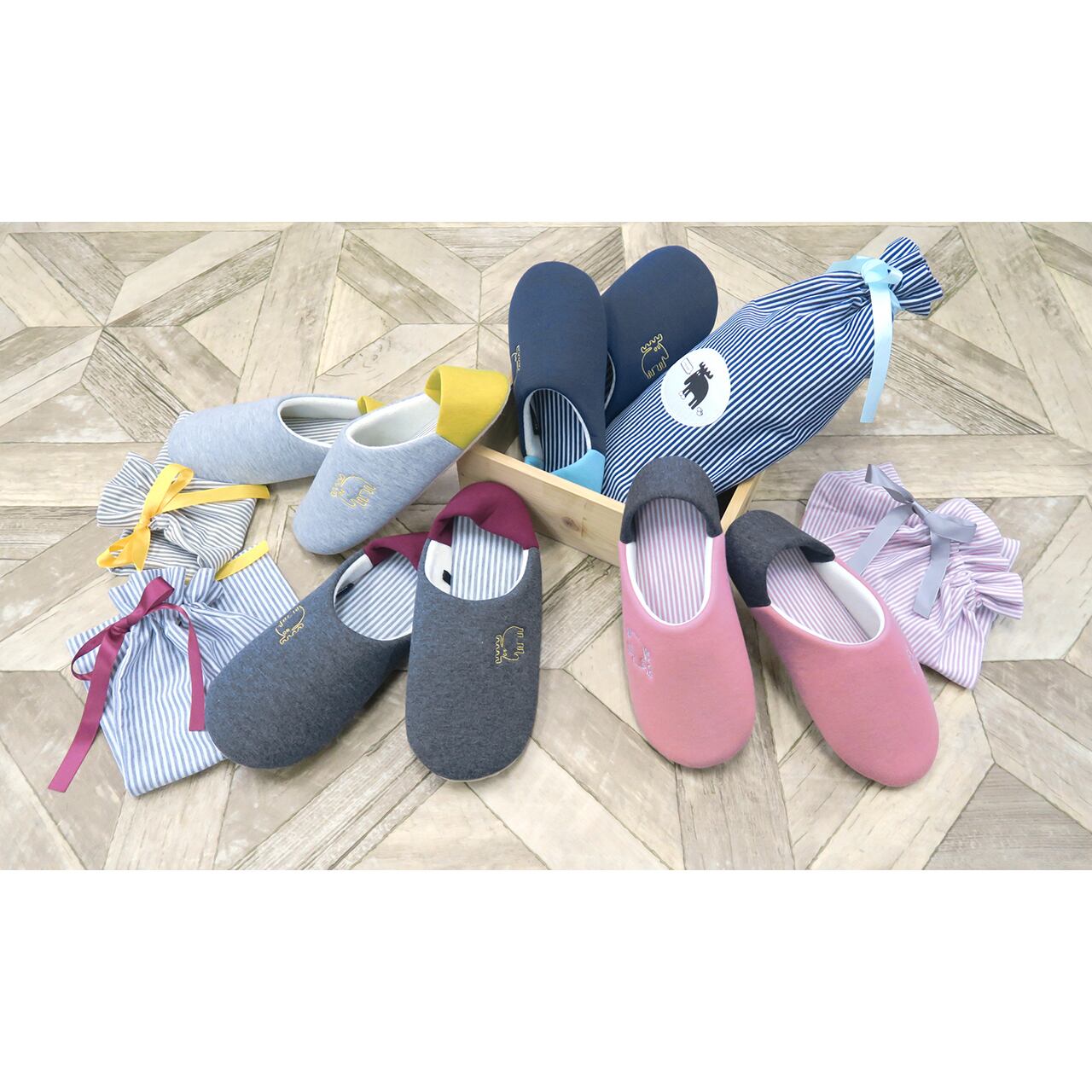 moz/モズ スリッパ袋付き Lサイズ 【北欧 スウェーデン ブランド エルク 携帯用スリッパ ルームシューズ 学校 】