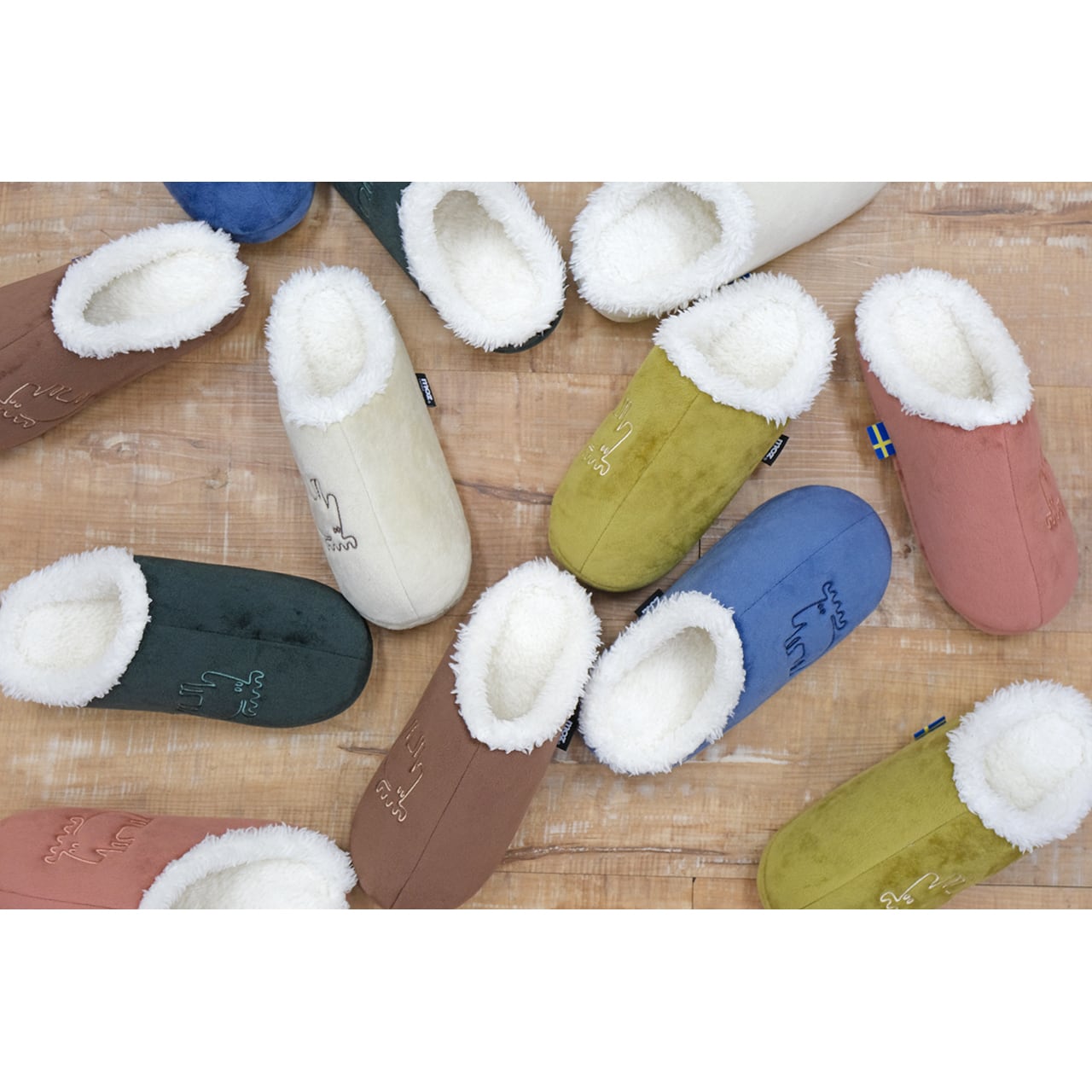 moz/モズ ボアルームシューズ Mサイズ 【北欧 スウェーデン ブランド エルク スリッパ ルームシューズ あったか もこもこ ムートン風 夫婦 家族 お揃い】