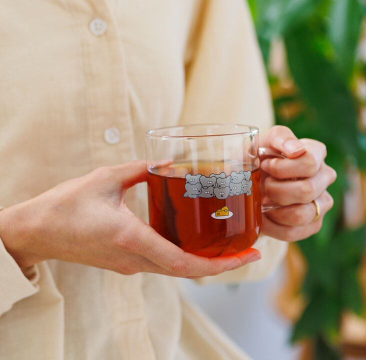 ANDY/アンディ 耐熱ティーマグ【耐熱ガラス ガラスマグ コップ ガラス ガラスコップ 400ml 400cc おしゃれ かわいい グラス ねずみのANDY 来客用 電子レンジ ギフト プレゼント】