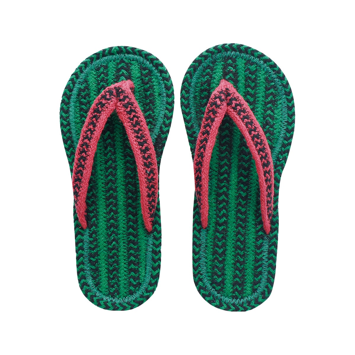 コットンサンダル スイカ メンズ グリーン A554【現代百貨 スリッパ ルームシューズ 夏用 ビーチサンダル 鼻緒 軽量 洗える 室内 柔らかい 快適 おしゃれ かわいい ルーム】