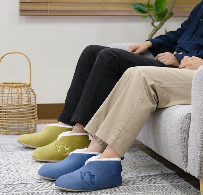 moz/モズ ボアルームショートブーツ Mサイズ【北欧 スウェーデン ブランド エルク スリッパ ルームシューズ あったか もこもこ ムートン風 夫婦 家族 お揃い】