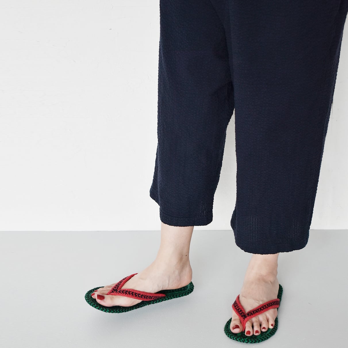 コットンサンダル スイカ レディース A553【現代百貨 スリッパ ルームシューズ 夏用 ビーチサンダル 鼻緒 軽量 洗える 室内 柔らかい 快適 おしゃれ かわいい ルーム】