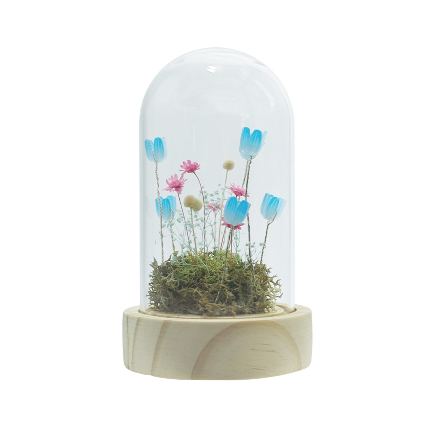 LED フラワーアレンジメント ドーム M【プリザーブドフラワー ドライフラワー 結婚祝い プレゼント 長持ち 母の日 誕生日祝い LEDライト サスティナブル リラックス】