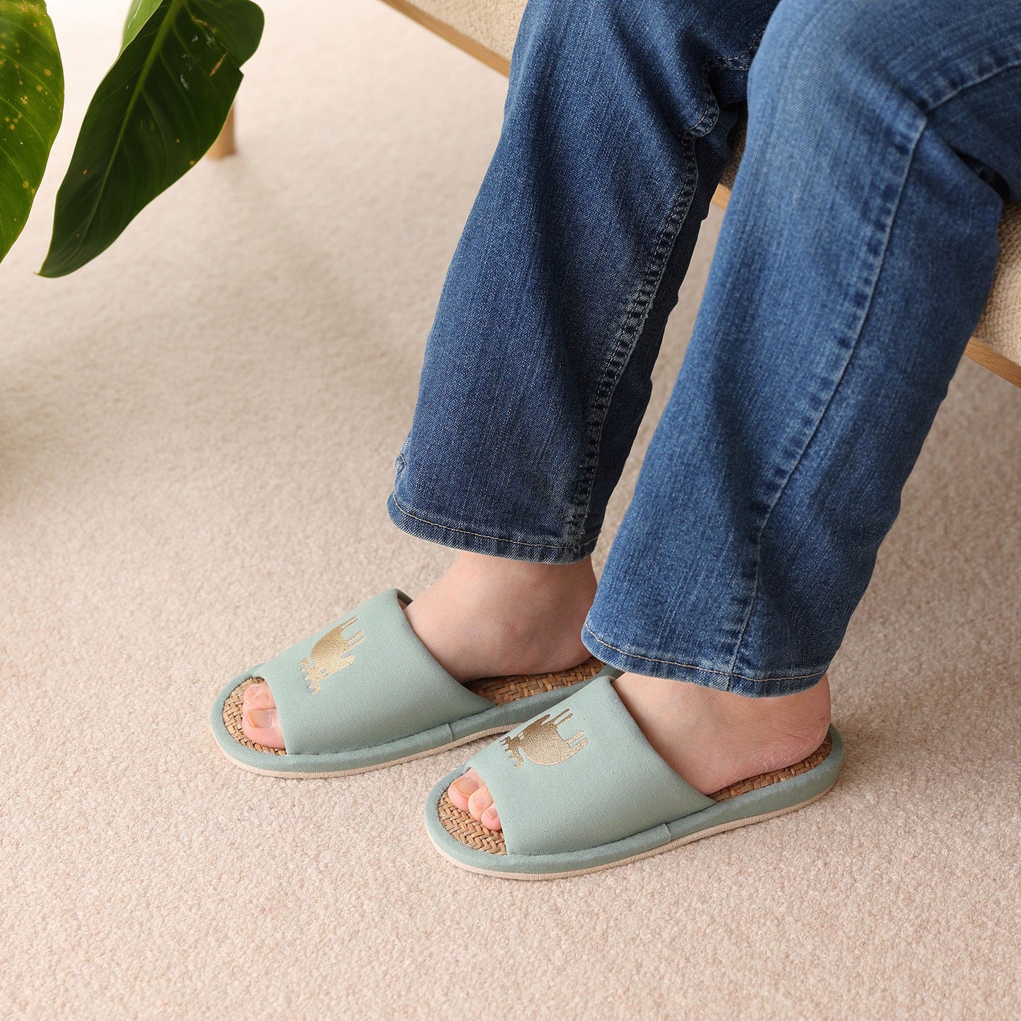 mozモズ さらさらマライ草スリッパ ルームシューズ 快適 夏用 おしゃれ かわい さらさら 涼しい 天然素材 い草 室内履き レディース メンズ
