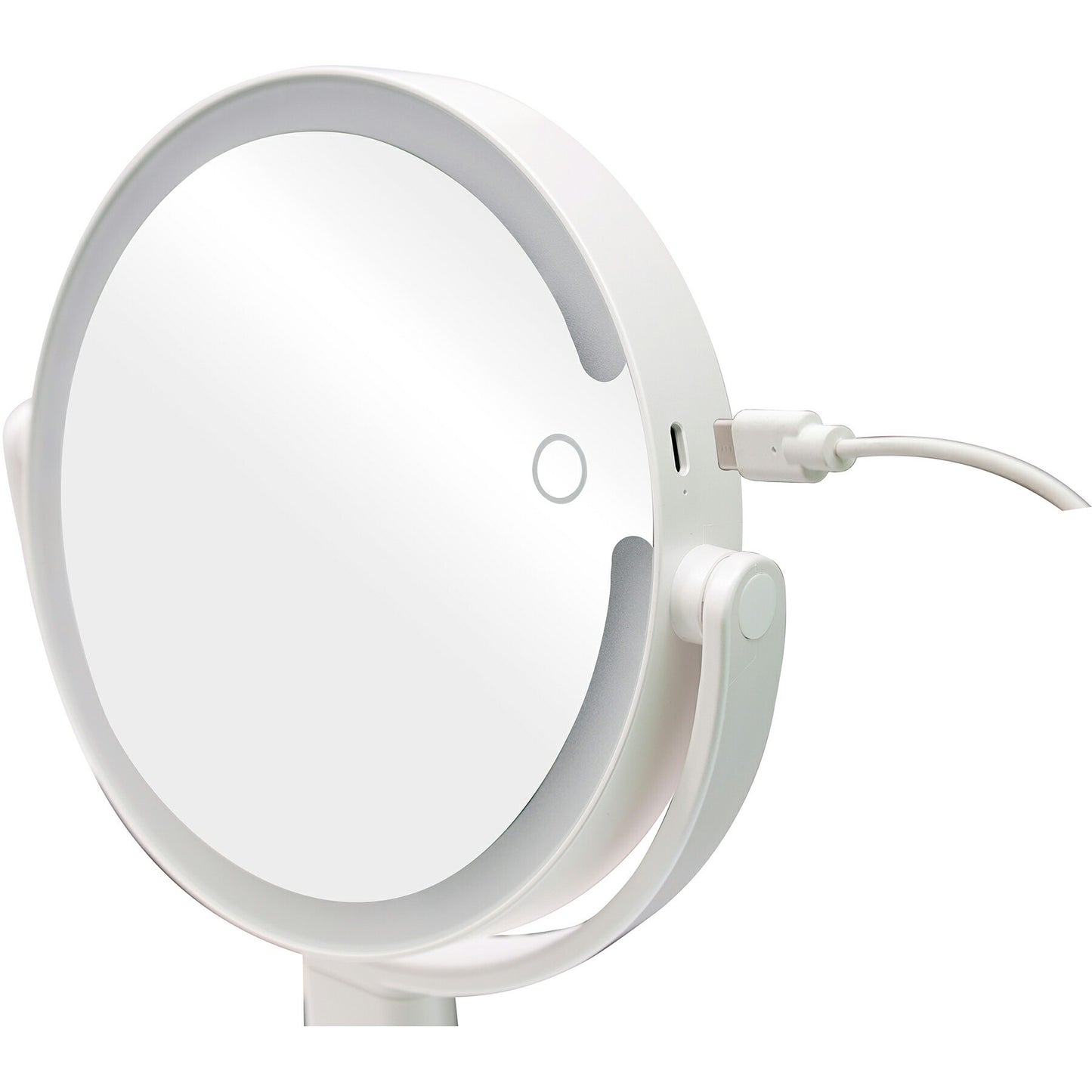 【送料無料】VENUSiS ヴィナシス スマホスタンド付き LEDミラー VML-4200-5X ホワイト【女優ミラー 3色調光 充電式 トレー付き メイクミラー 明るさ調整 卓上ミラー 化粧ミラー】