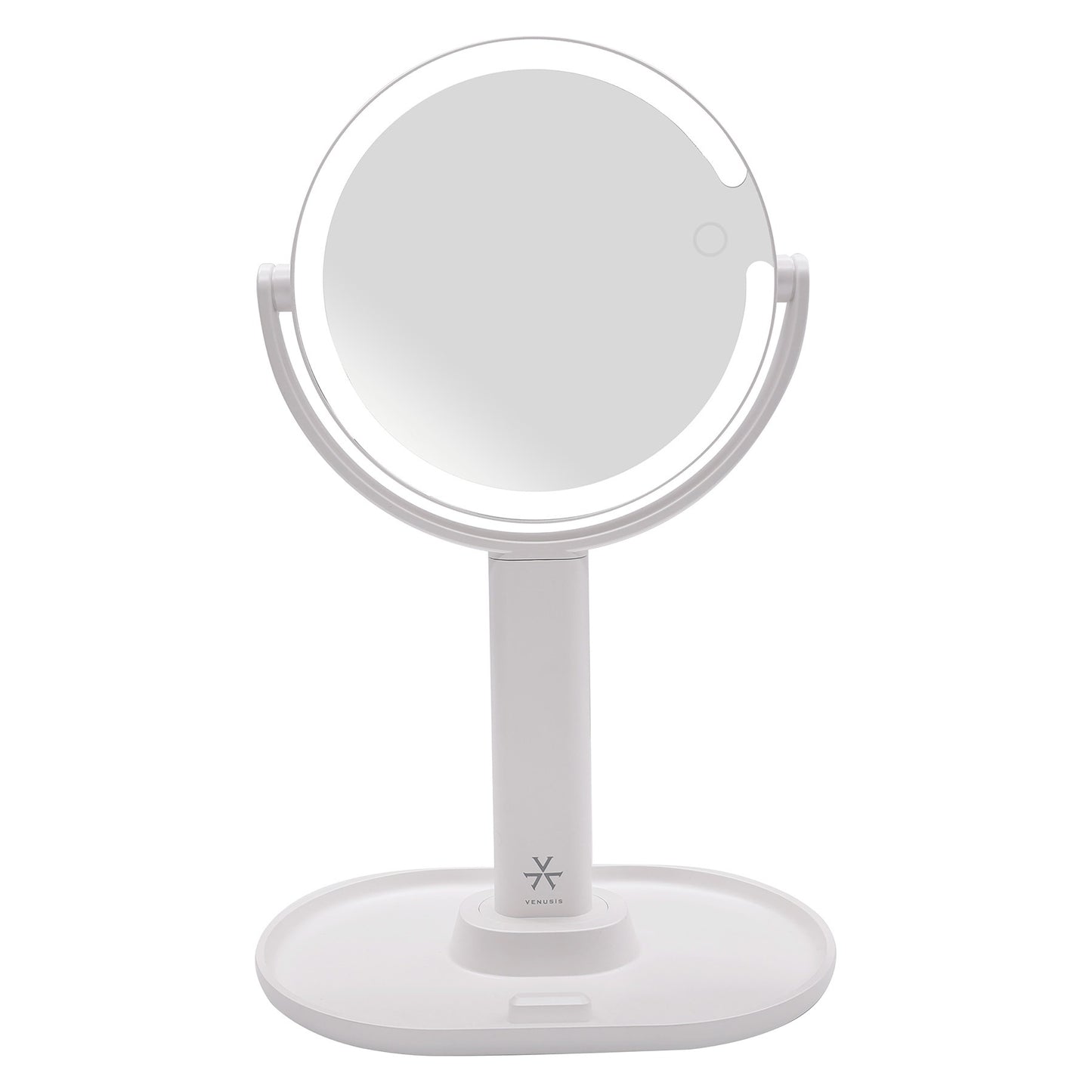 【送料無料】VENUSiS ヴィナシス スマホスタンド付き LEDミラー VML-4200-5X ホワイト【女優ミラー 3色調光 充電式 トレー付き メイクミラー 明るさ調整 卓上ミラー 化粧ミラー】