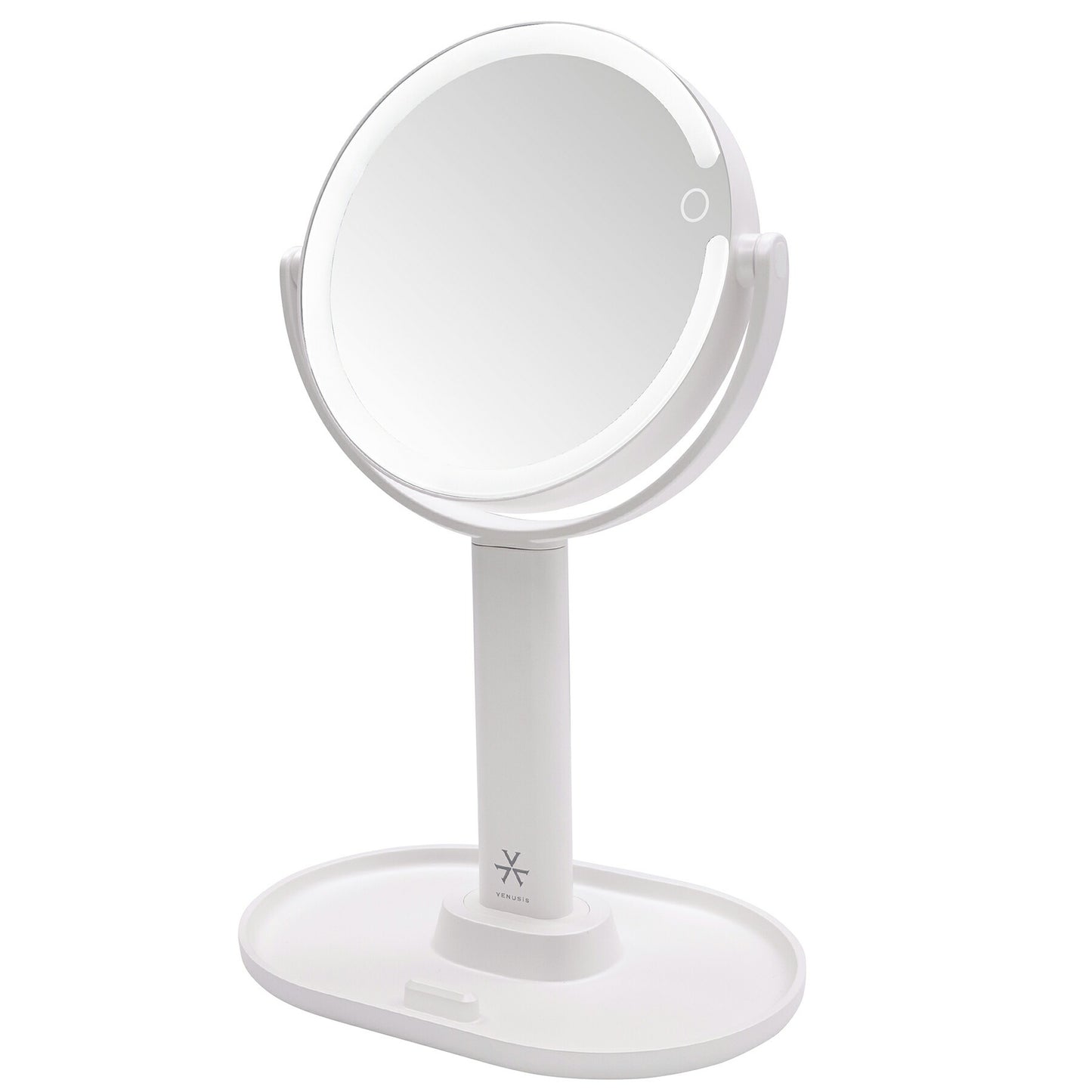 【送料無料】VENUSiS ヴィナシス スマホスタンド付き LEDミラー VML-4200-5X ホワイト【女優ミラー 3色調光 充電式 トレー付き メイクミラー 明るさ調整 卓上ミラー 化粧ミラー】