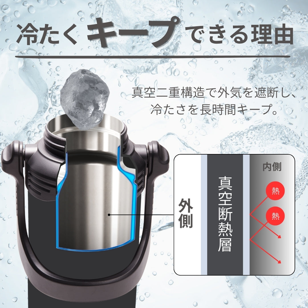 【送料無料】ポータブルジャグ 3.0L 保冷専用 大容量 スポーツドリンク対応 部活 中学生 高校生 アウトドア 外仕事 水筒 直飲み ステンレス魔法瓶  PJZ-30K
