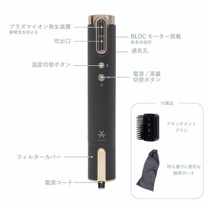 VENUSiS ヴィナシス VDS-7100W スリムフィットドライヤー ワールド [速乾 軽量 高耐久 艶髪 美髪 プラズマイオン コンパクト BLDCモーター スティックドライヤー 海外対応 ブラシ付き]