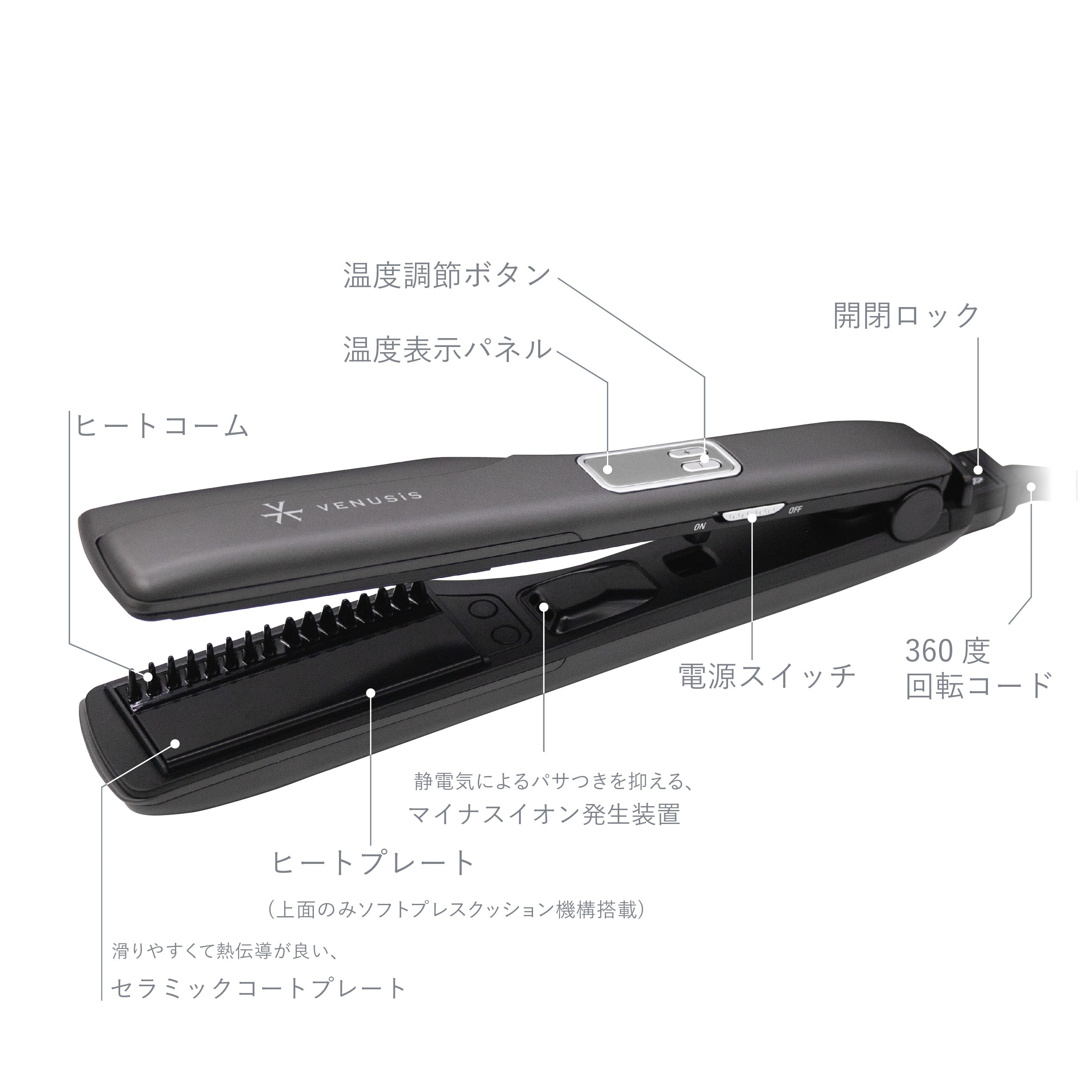 Venusis ヴィナシス マイナスイオン ストレートアイロン VAS-9400C