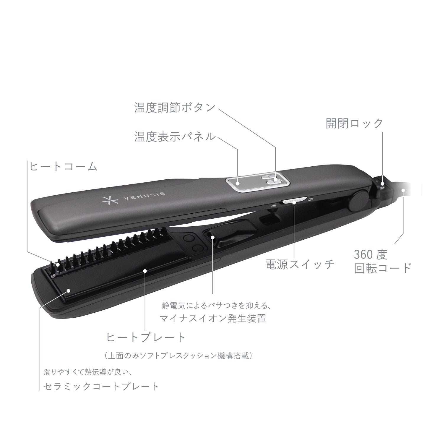 Venusisマイナスイオン ストレートアイロン VAS-9400C