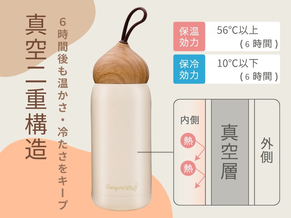 ドングリマグ 280ml 保温保冷水筒 おしゃれ かわいい マイボトル 大人