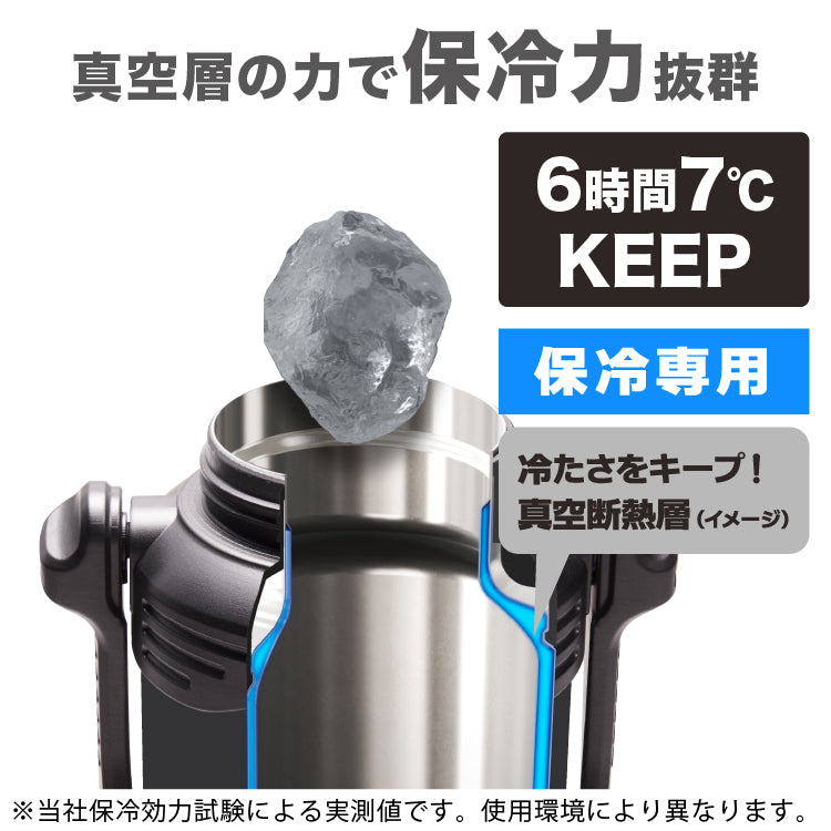 【NEW】ポータブルジャグ 2リットル 保冷専用 大容量 部活 アウトドア 作業 水筒 軽量  直飲み スポーツドリング対応 ステンレスボトル PJZ-20N