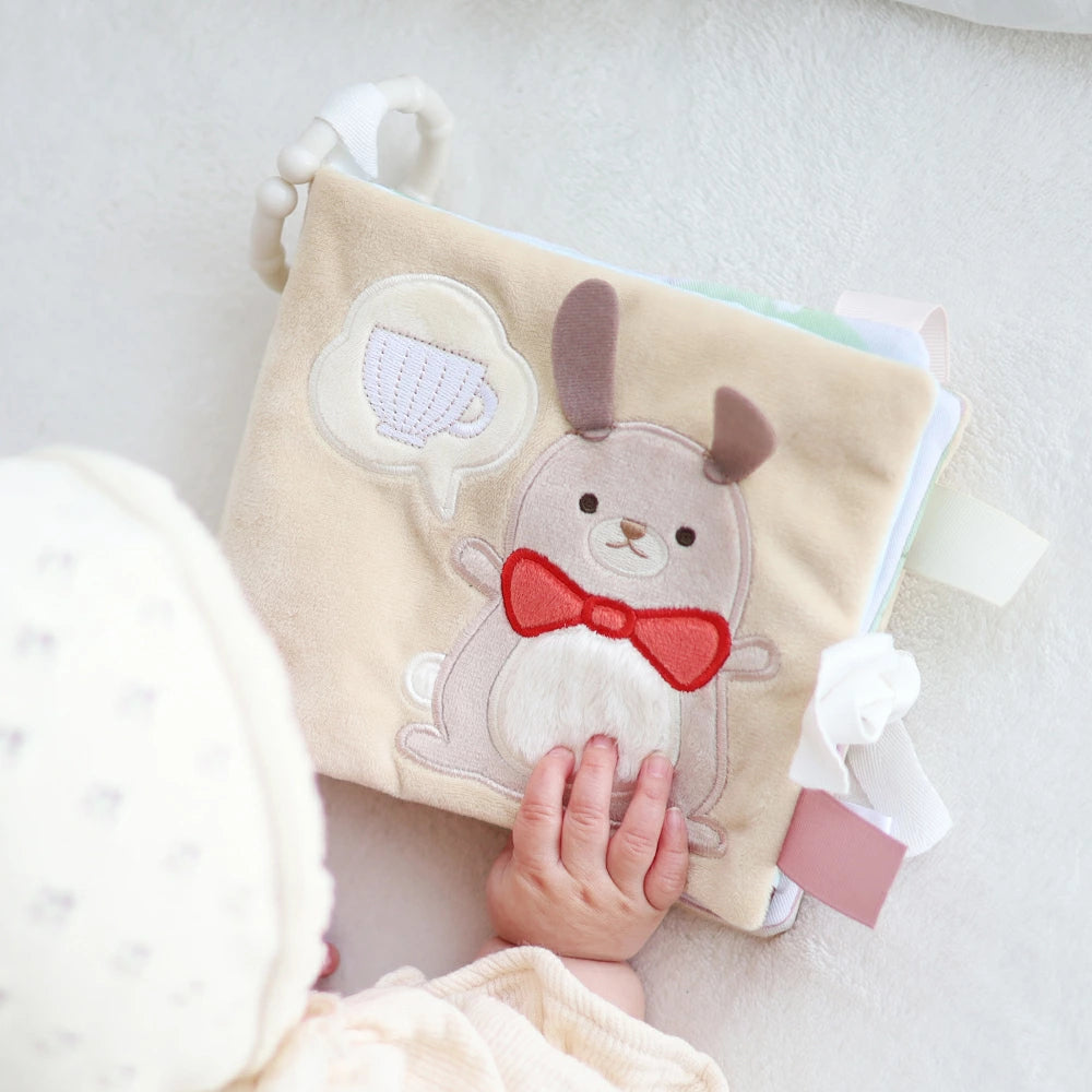 amanoppo(あまのっぽ) ふんわりえほん うさぎたちのお茶会[出産祝い お誕生日 プレゼント 絵本 ふわふわ しかけ絵本 触って遊ぶ 動物]